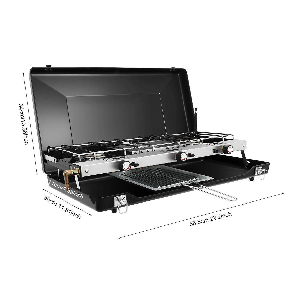 Portable Camping Stove 3-Burner Gas Stove Outdoor Cooking Stove Propane Butane Campfire Grill