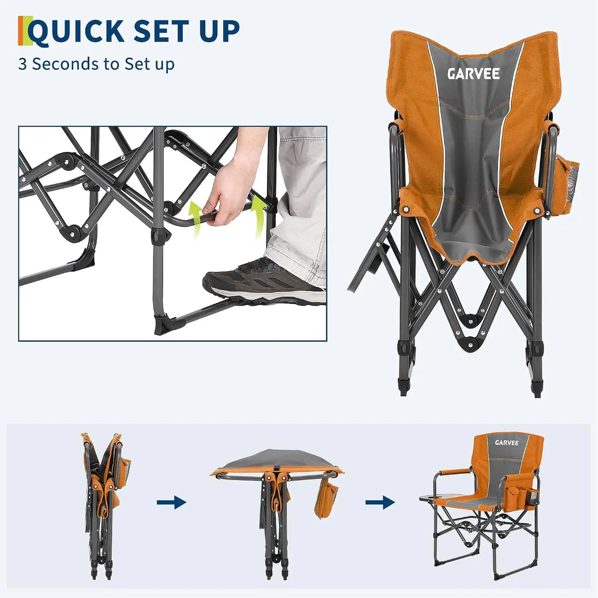 TACLEEKII Oversized Folding Camping Director Chair With Side Table