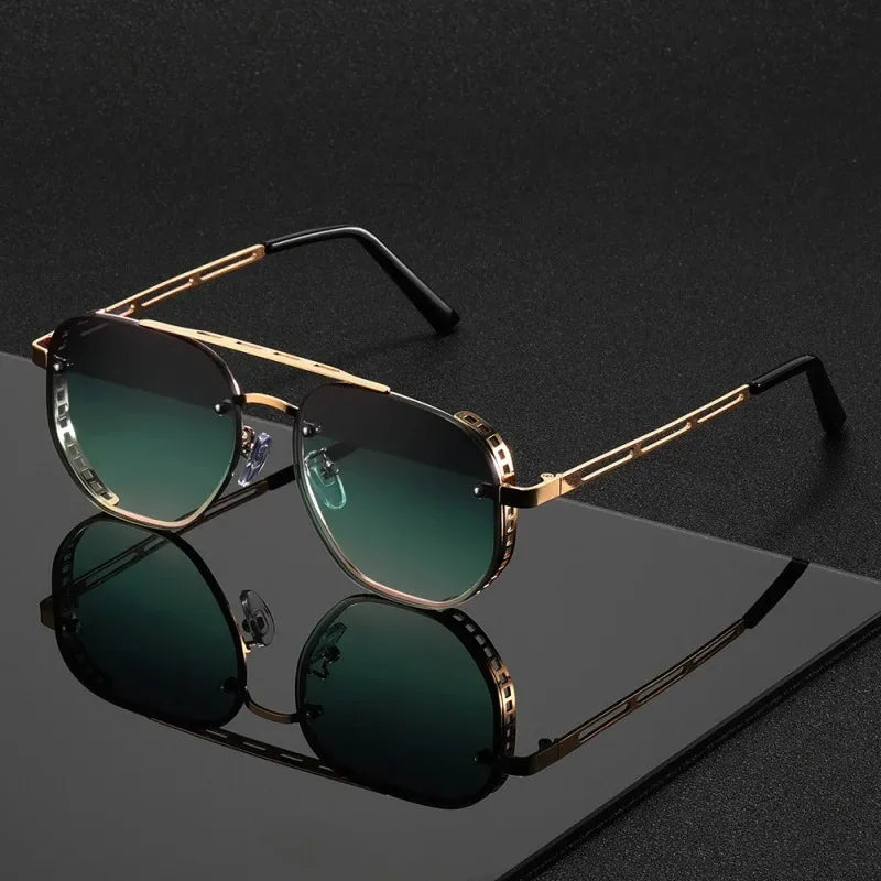 OPUYYM Unisex Double Beam Metal Sunglasses Classic Fashion Style