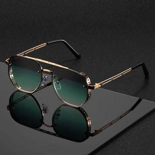 OPUYYM Unisex Double Beam Metal Sunglasses Classic Fashion Style