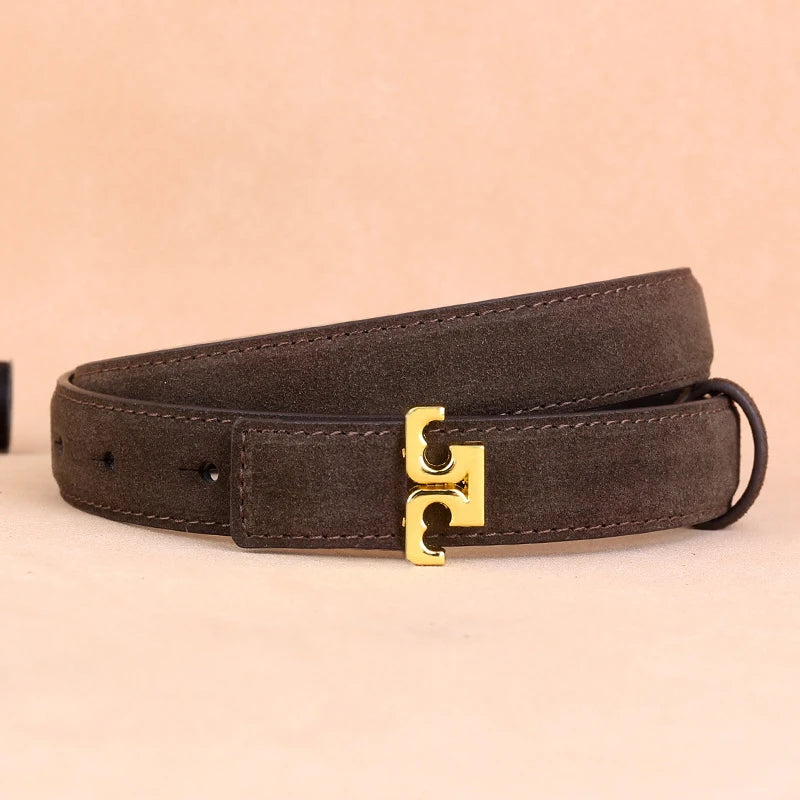 ZUANKUO Women's Genuine Leather Belt Fashionable Suede Accessory For Jeans
