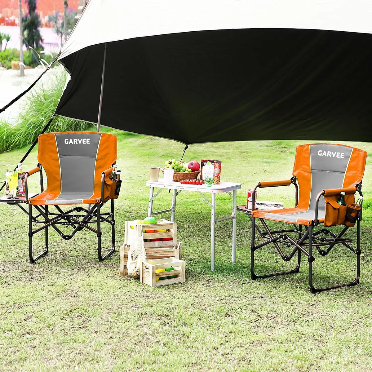 TACLEEKII Oversized Folding Camping Director Chair With Side Table