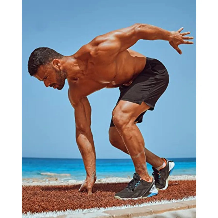 Men Quick Dry Athletic Running Shorts With Deep Pockets