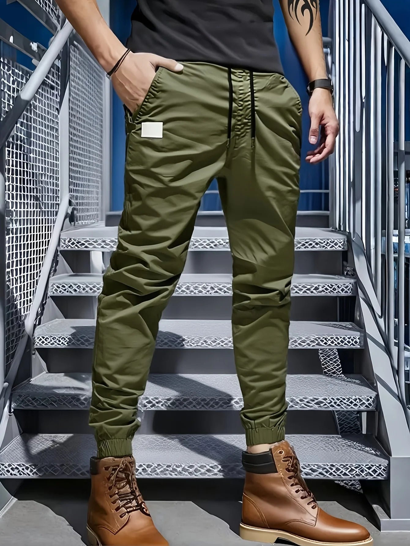 Winthunder Men Multi Pocket Casual Loose Workwear Pants