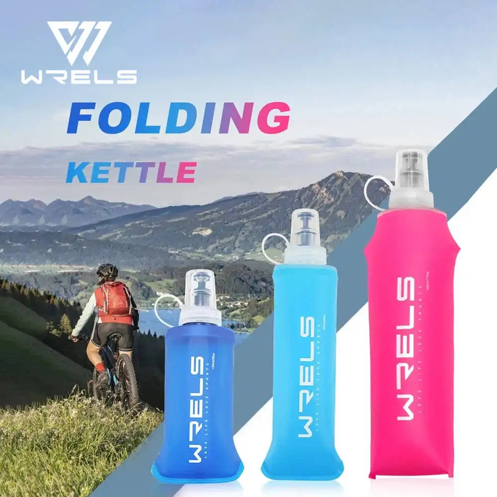 WRELS Collapsible Silicone Water Bottle For Outdoor Camping And Running