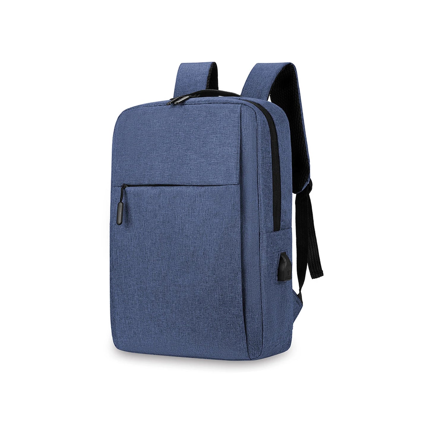 1pc Business Laptop Backpack With USB Charging Port, Water-Resistant Durable Canvas Travel Bookbag, 15.7x11.8in Large Slim Commuter Backpack For Men Women