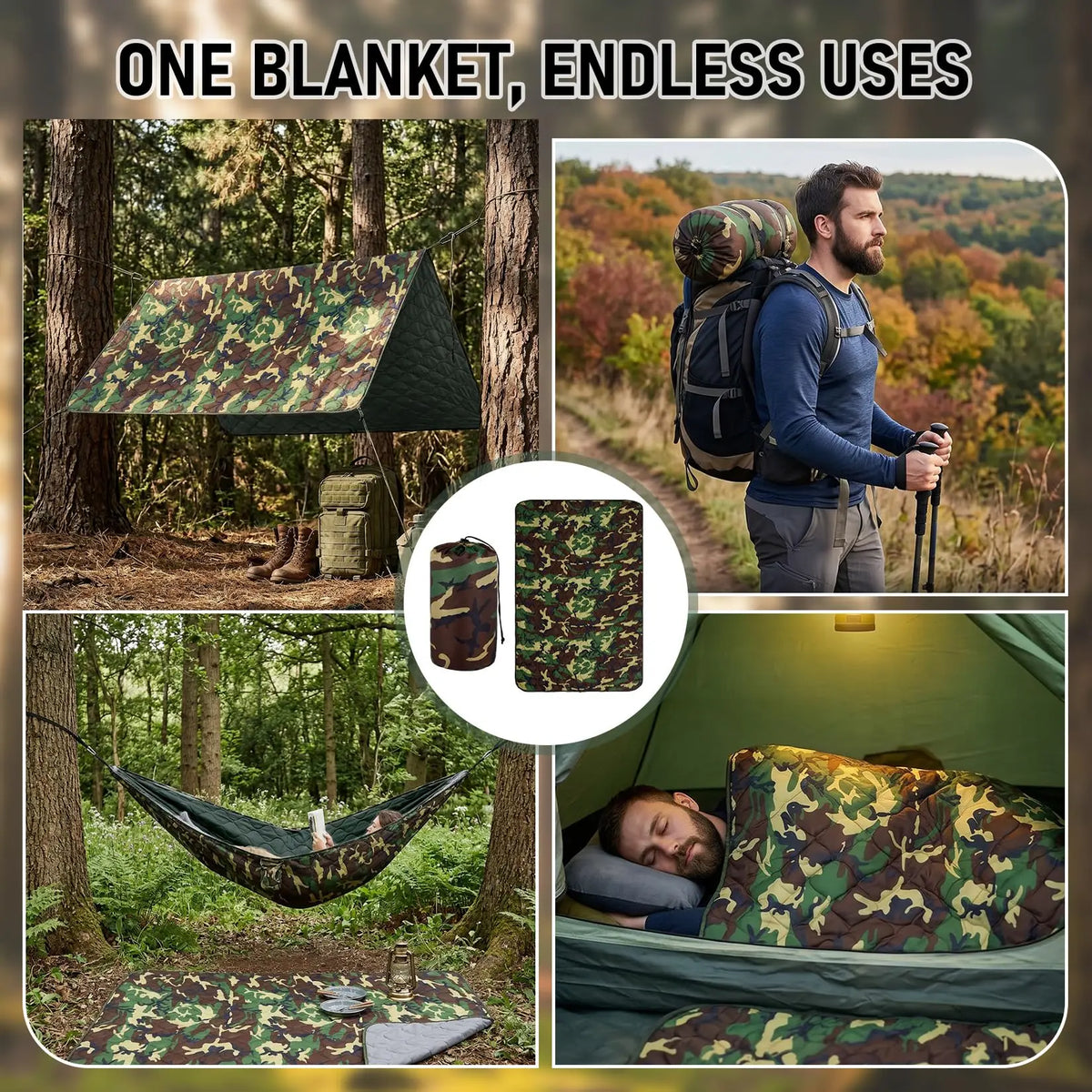 Portable Quilted Outdoor Camping Blanket With Waterproof Protection
