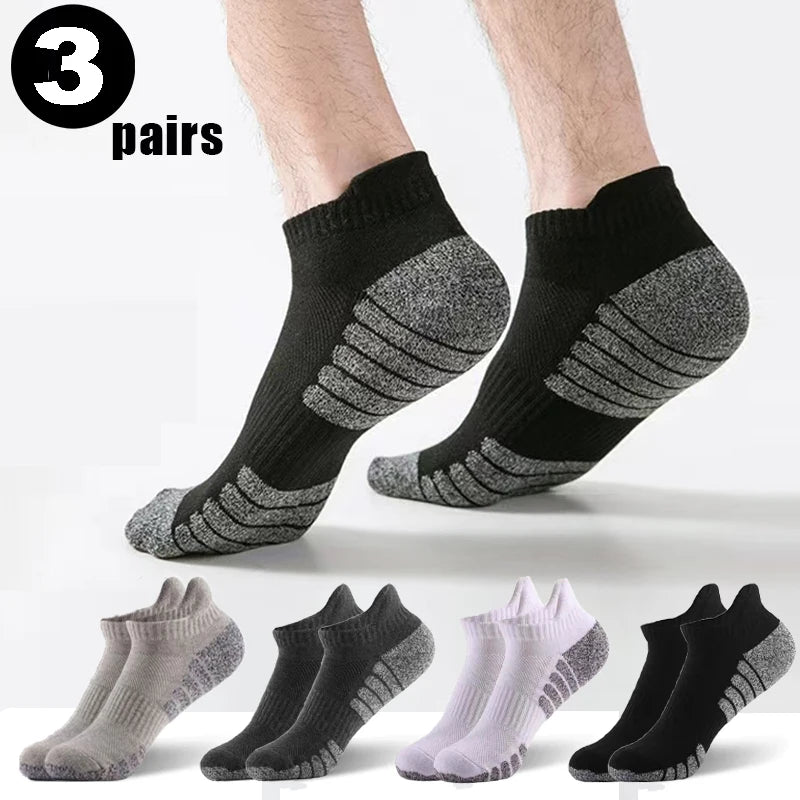 ZYCSNH 3 Pair Cotton Ankle Socks Professional Athletic Performance Hosiery