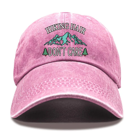 Hiking Hair Don't Care Baseball Cap, Vintage Adjustable Cotton Cap, Birthday Thank You Gifts for Camping Lovers Hiker