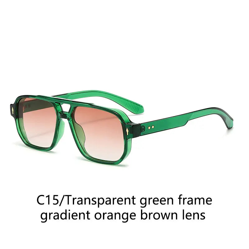 Boysen Square Sunglasses Unisex Double Bridge Rivets And UV400