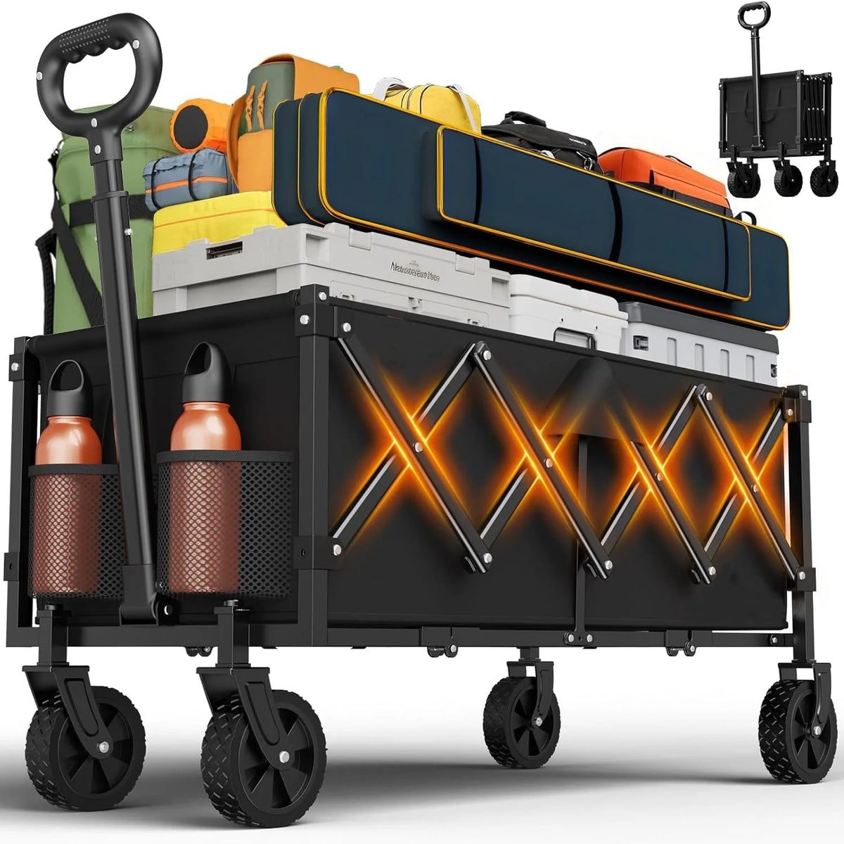 Heavy Duty Foldable Utility Wagon With All Terrain Wheels