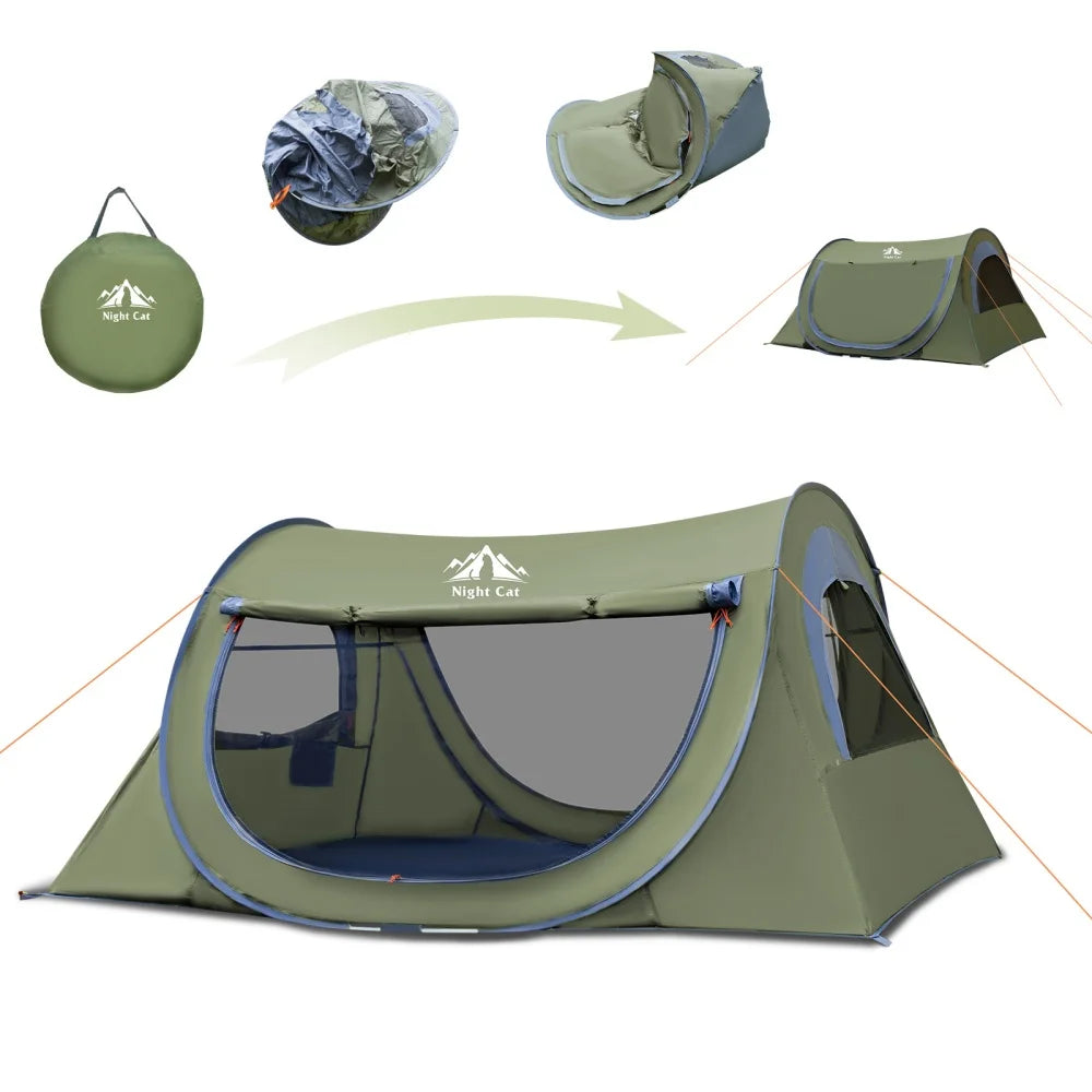 Night Cat Two Person Waterproof Pop Up Camping Tent