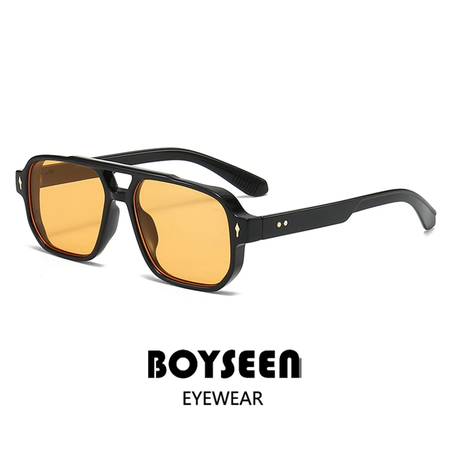 Boysen Square Sunglasses Unisex Double Bridge Rivets And UV400