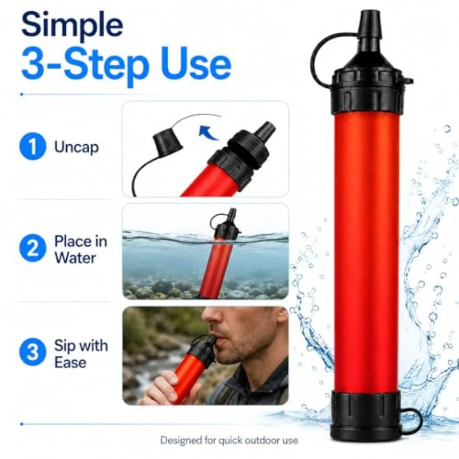 Portable Water Filter Straw for Camping Hiking and Travel