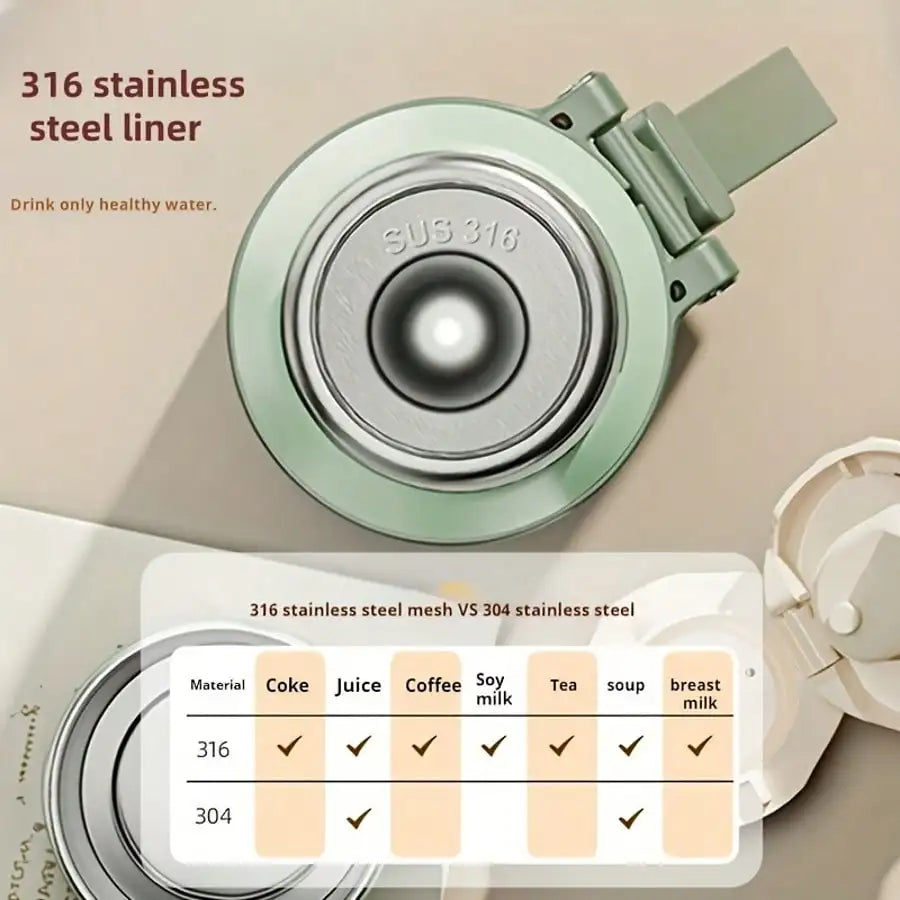 Vacuum Insulated Stainless Steel Thermal Water Bottle With Carry Strap