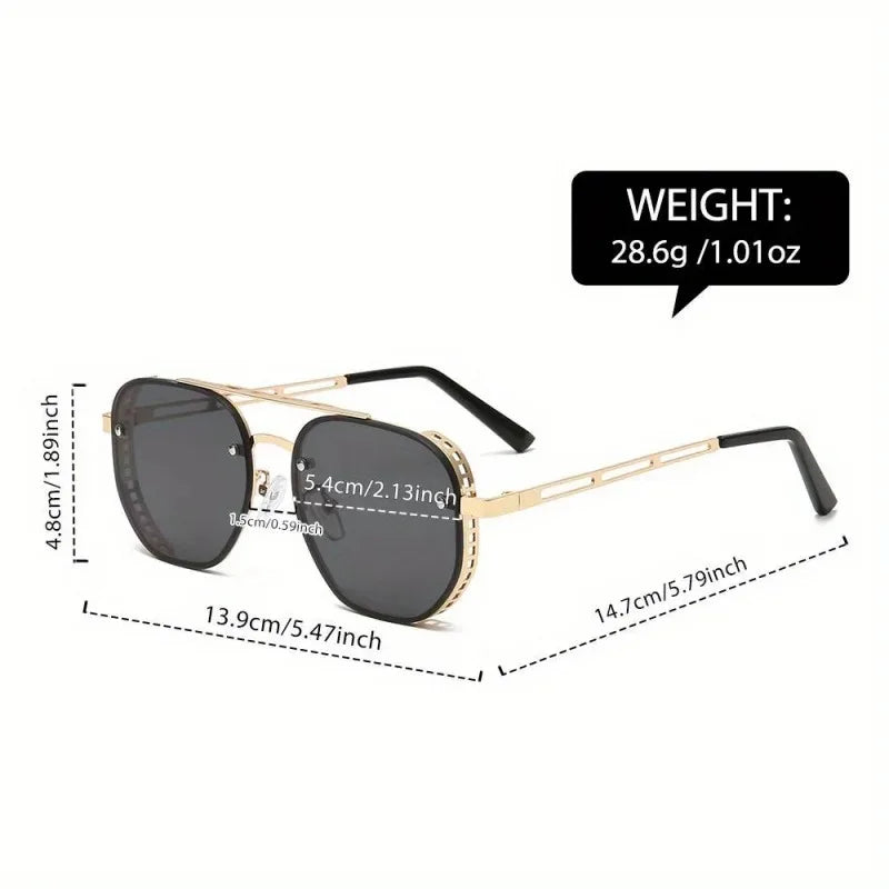 OPUYYM Unisex Double Beam Metal Sunglasses Classic Fashion Style