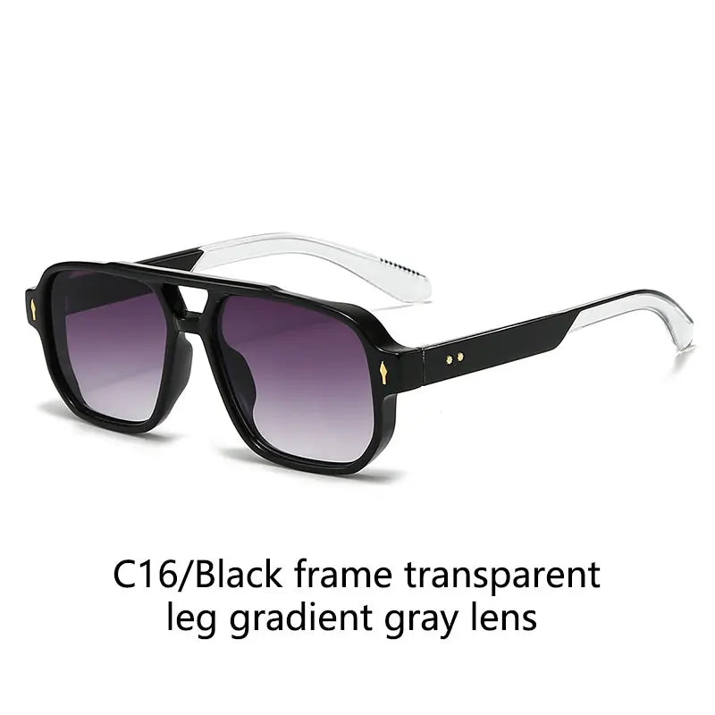 Boysen Square Sunglasses Unisex Double Bridge Rivets And UV400