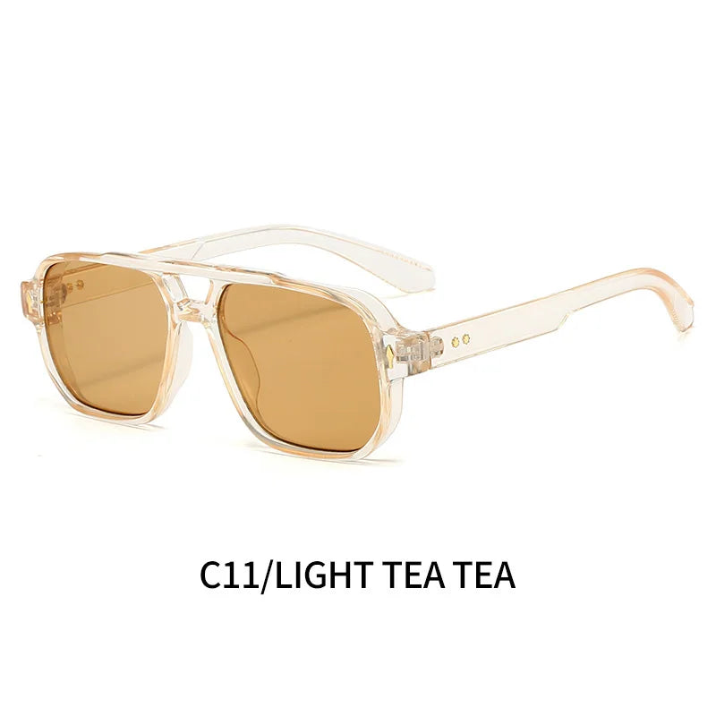 Boysen Square Sunglasses Unisex Double Bridge Rivets And UV400
