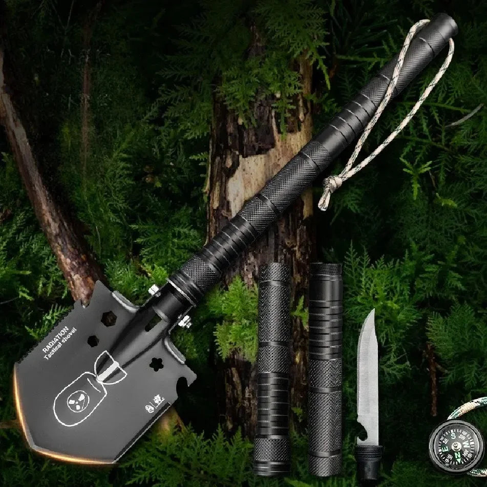 Multifunctional Folding Shovel Outdoor Camping Small Portable Stainless Steel Camping Shovel Detachable Rotatable Outdoor Tools