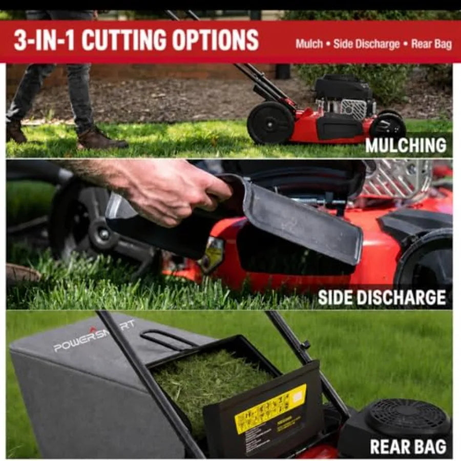 21 Gas Self-Propelled Lawn Mower for Hills Medium Yards 170cc OHV 3-in-1 Mulching/Bagging/Discharge 6-Position Height Alloy Ste