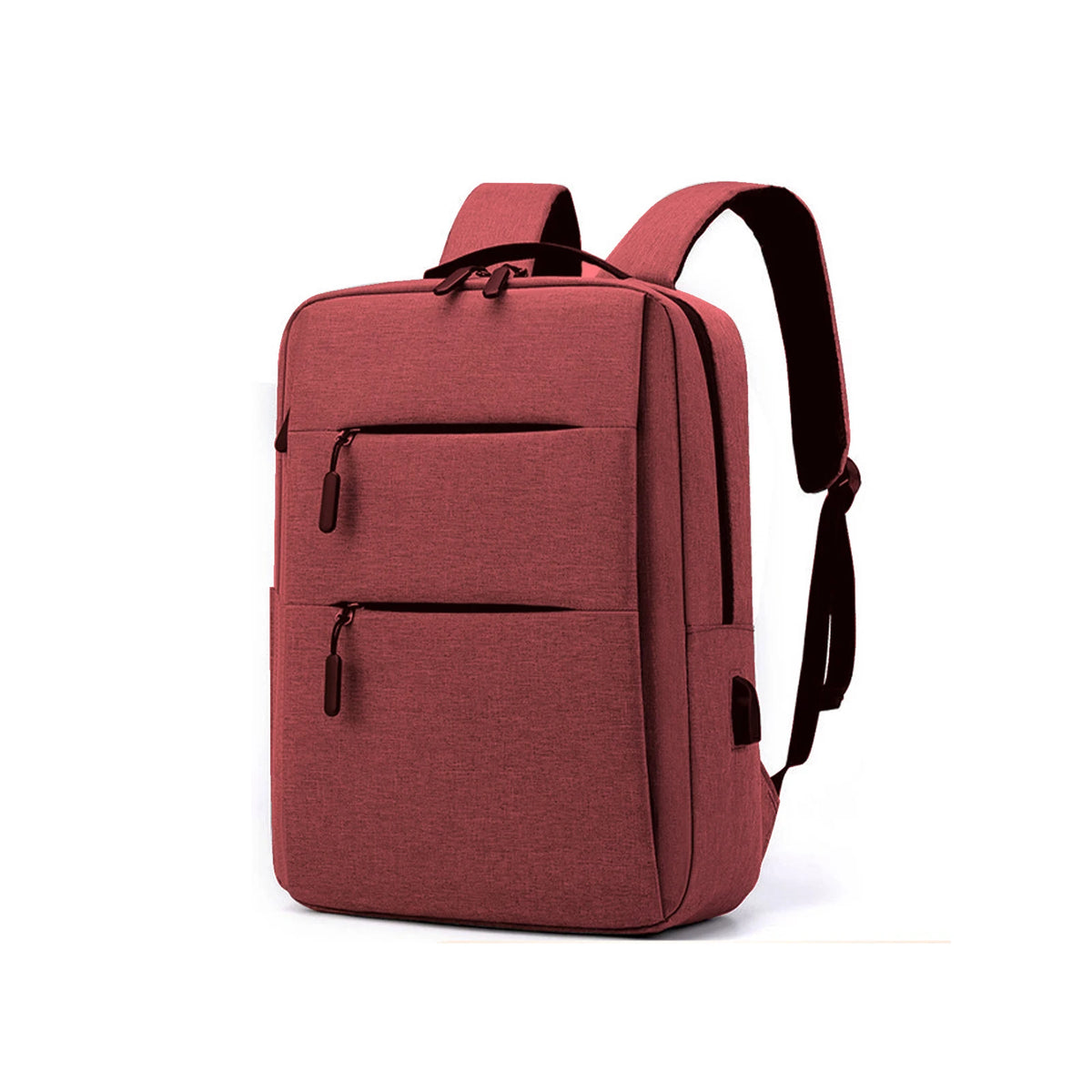 1pc Business Laptop Backpack With USB Charging Port, Water-Resistant Durable Canvas Travel Bookbag, 15.7x11.8in Large Slim Commuter Backpack For Men Women