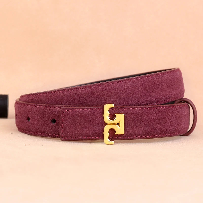 ZUANKUO Women's Genuine Leather Belt Fashionable Suede Accessory For Jeans