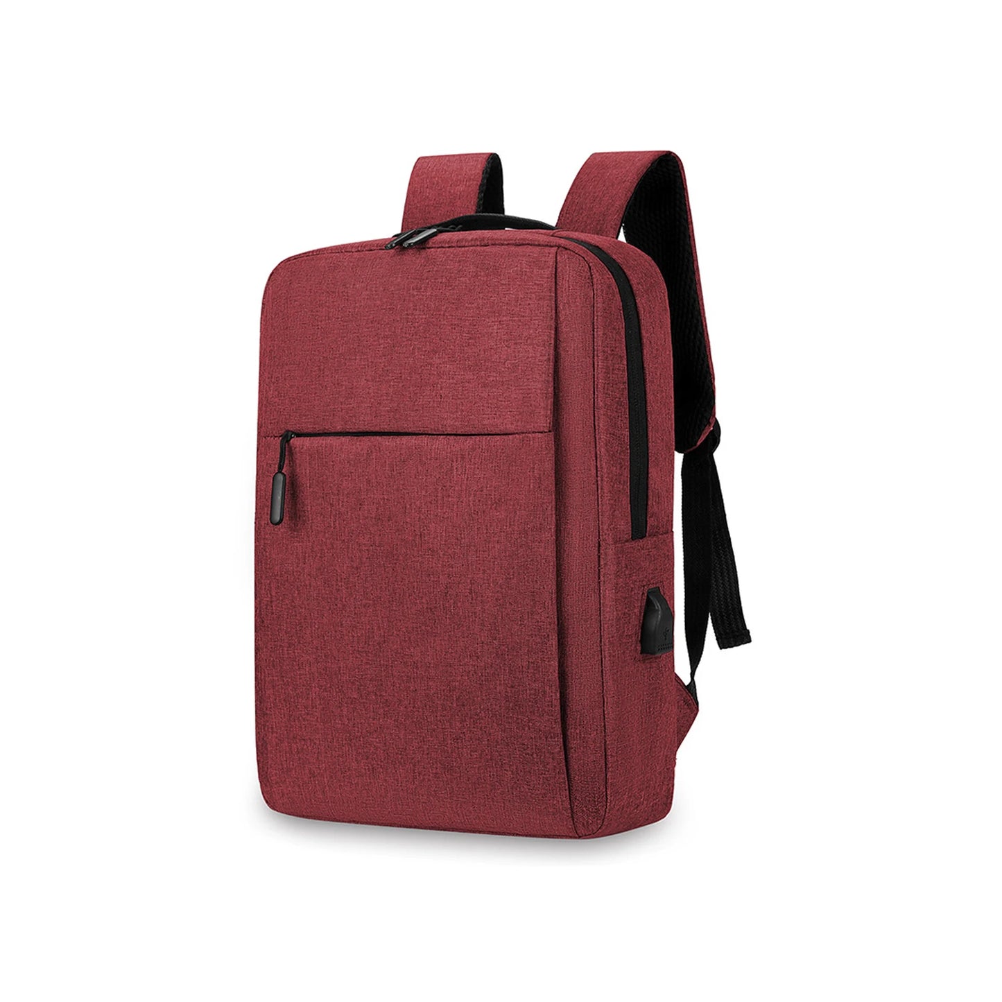 1pc Business Laptop Backpack With USB Charging Port, Water-Resistant Durable Canvas Travel Bookbag, 15.7x11.8in Large Slim Commuter Backpack For Men Women