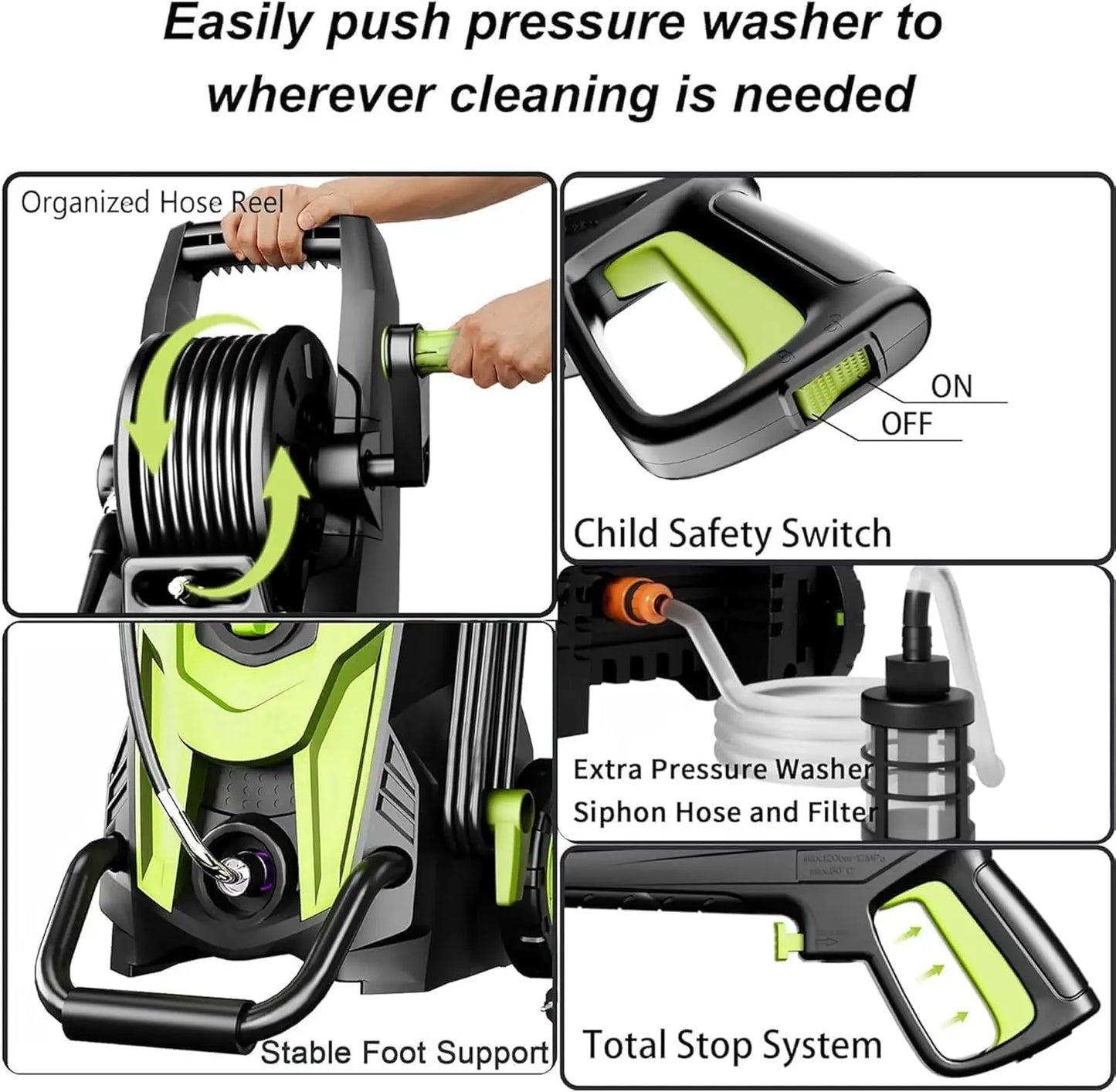 Foting Electric Pressure Washer 4800 PSI For Home Driveway Cleaning