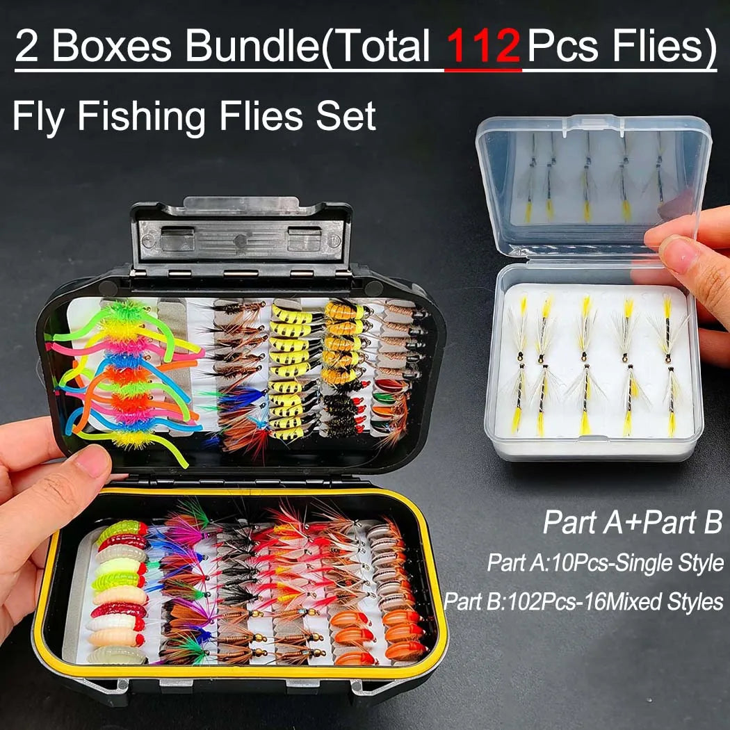 Fly Fishing Flies Set With Boxes For Trout And Bass
