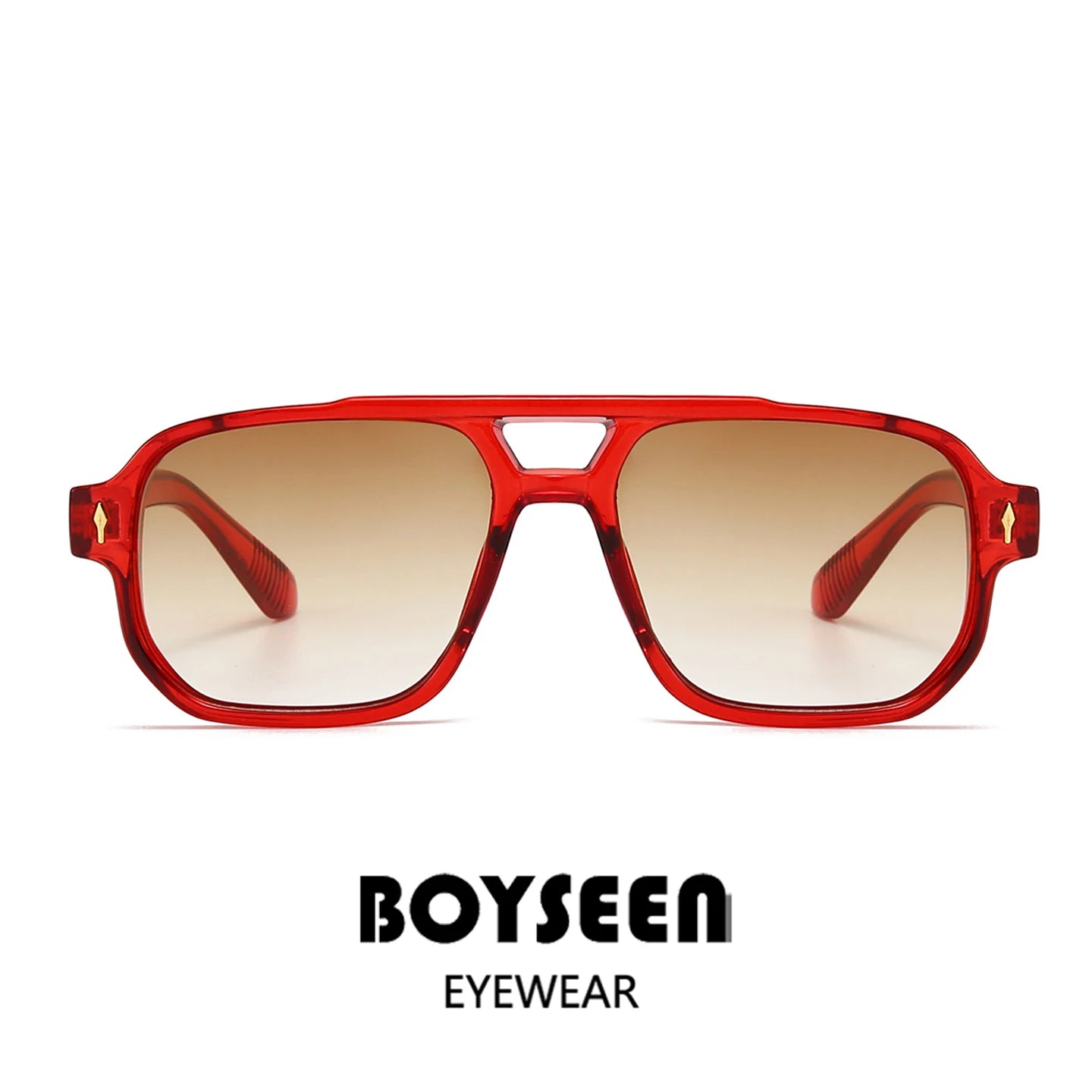 Boysen Square Sunglasses Unisex Double Bridge Rivets And UV400