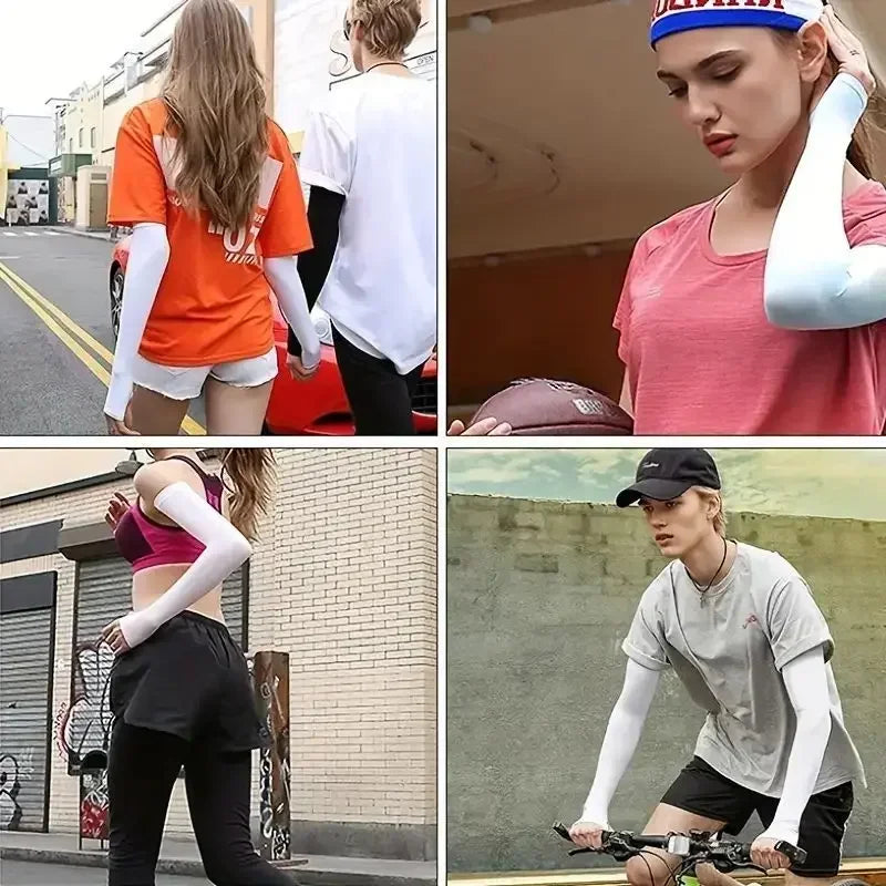 Cooling Ice Silk Arm Covers Sun Protection Cycling Running Sports