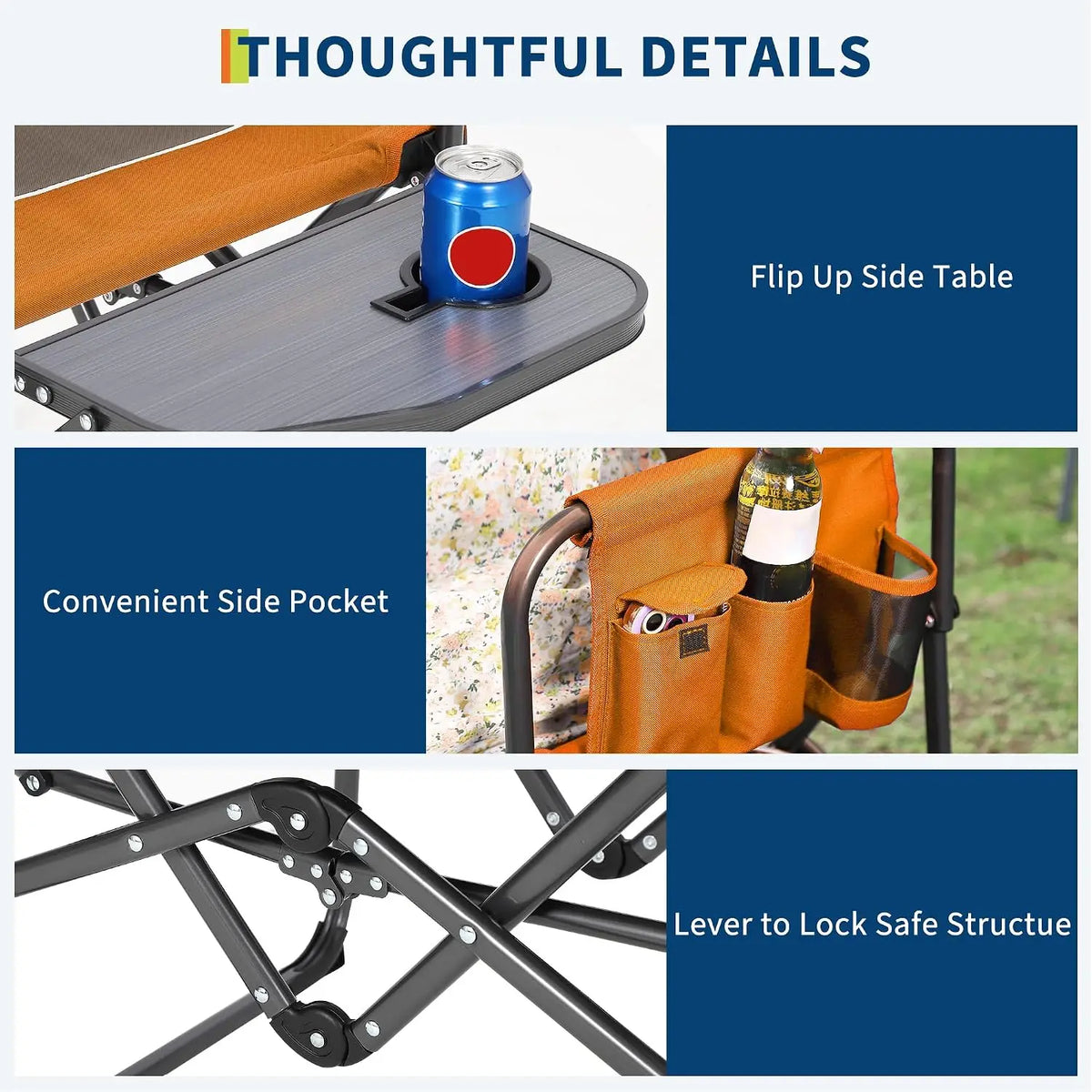 TACLEEKII Oversized Folding Camping Director Chair With Side Table