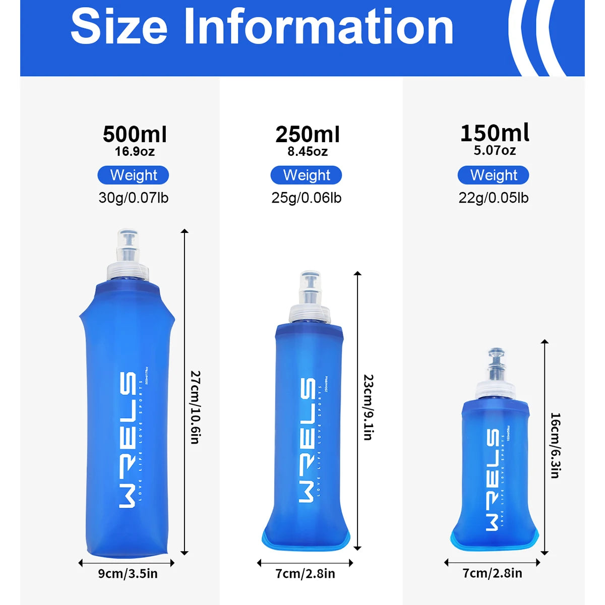 WRELS Collapsible Silicone Water Bottle For Outdoor Camping And Running