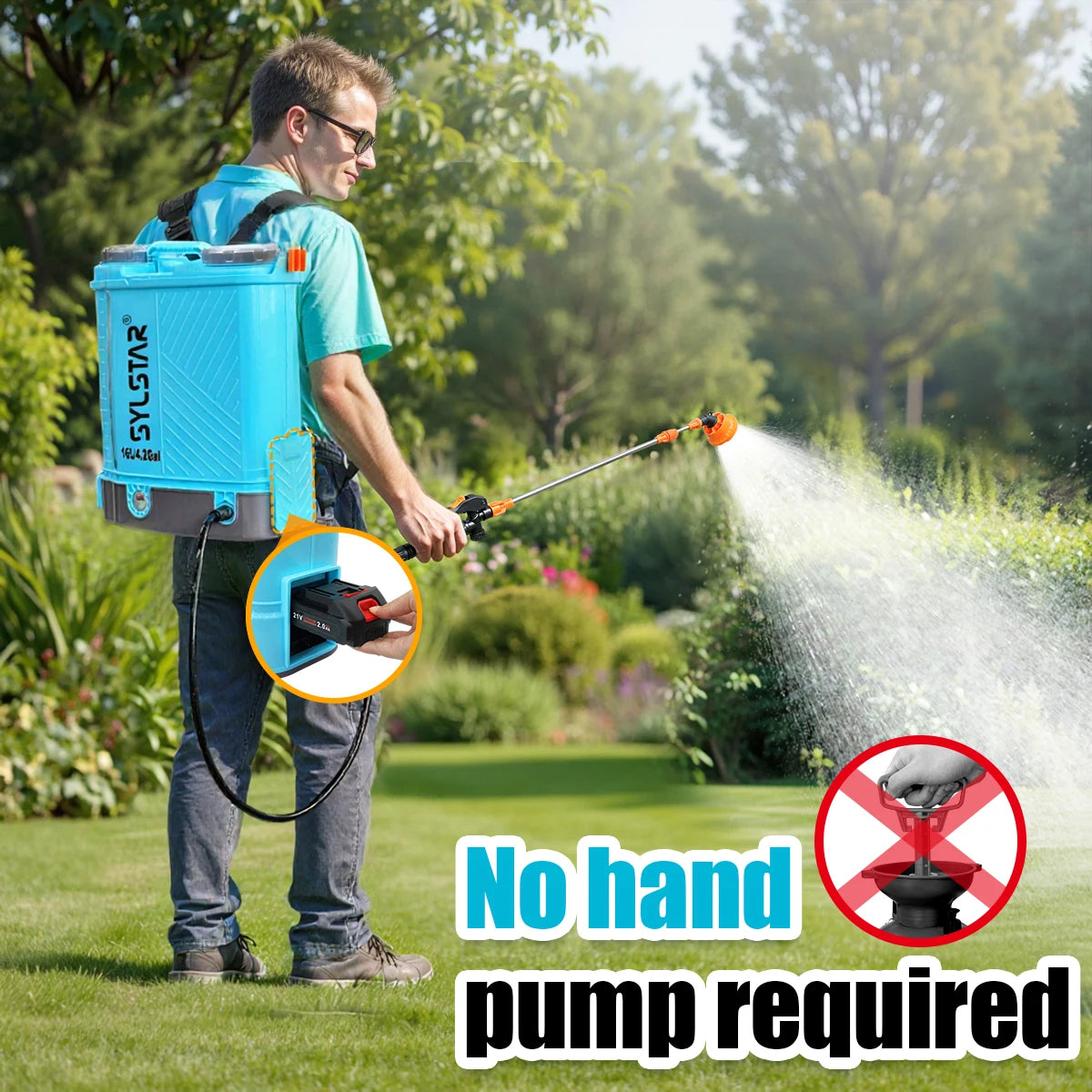 Battery Powered Backpack Sprayer 4 Gallon,100 PSI Electric Garden Sprayer Works with Makita 18V 2.6 Ah Battery,Charger Included