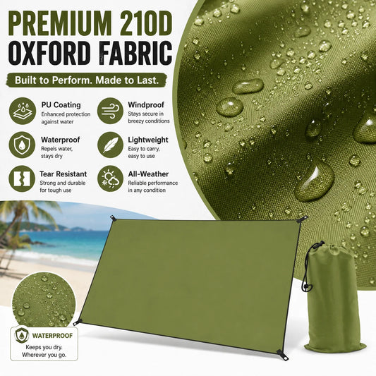 Outdoor Waterproof Camping Tarp Shelter With Grommets For Hiking and Camping