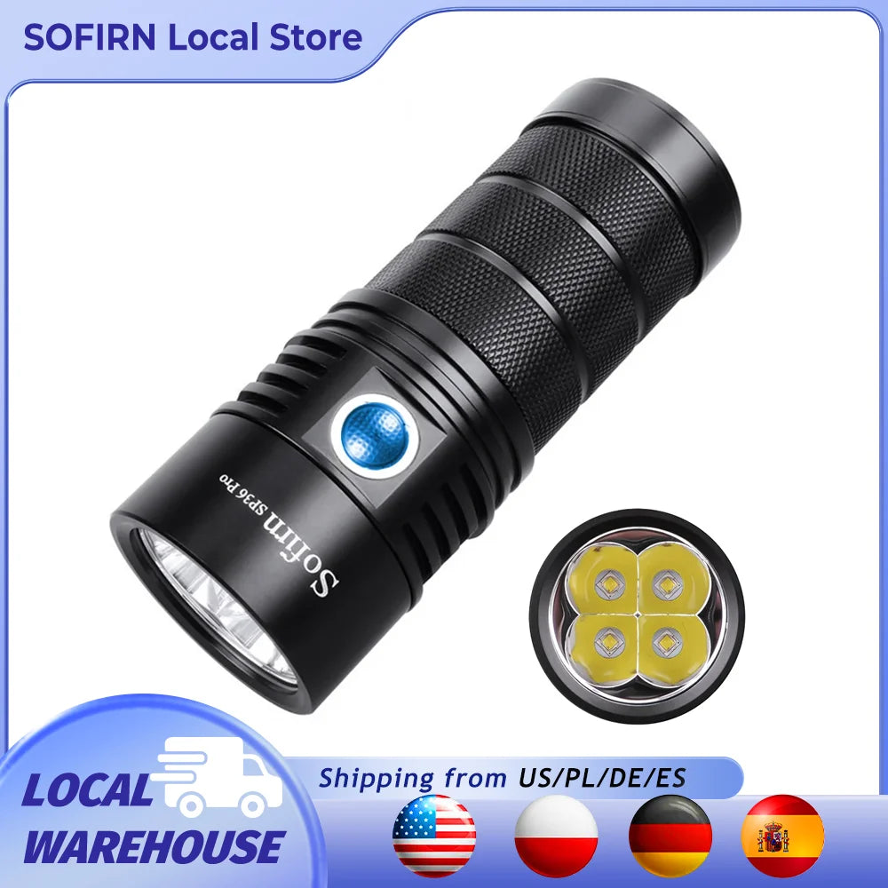 SOFIRN SP36 PRO 8000lm Powerful Flashlight  4*SST40 LED Light USB C Rechargeable 18650 Torch with Anduril 2.0 UI