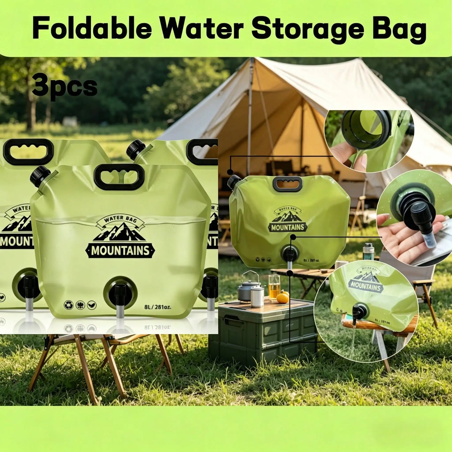 Collapsible Camping Water Jug Set With Spout For Hiking