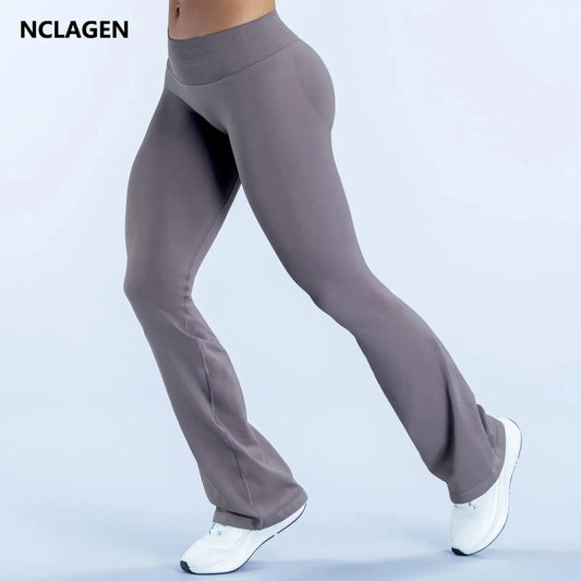 NCLAGEN Women Seamless Flare Leggings For Pilates And Yoga