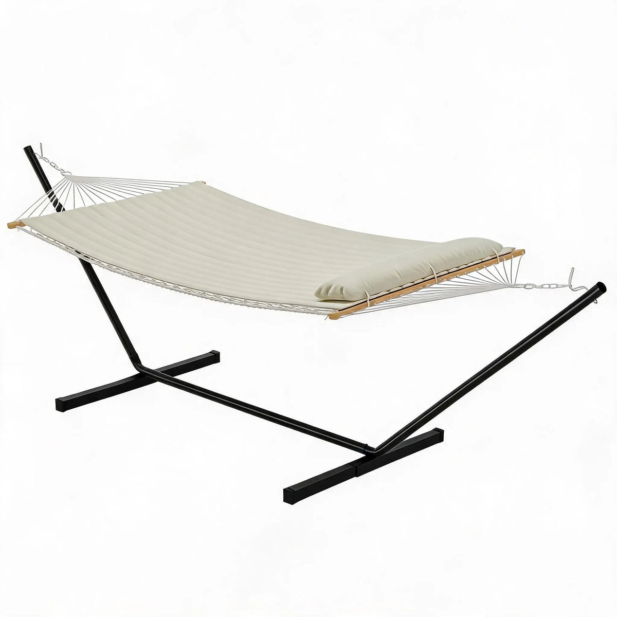 Heavy Duty Portable Double Hammock With Stand And Pillow