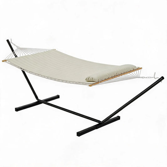 Heavy Duty Portable Double Hammock With Stand And Pillow