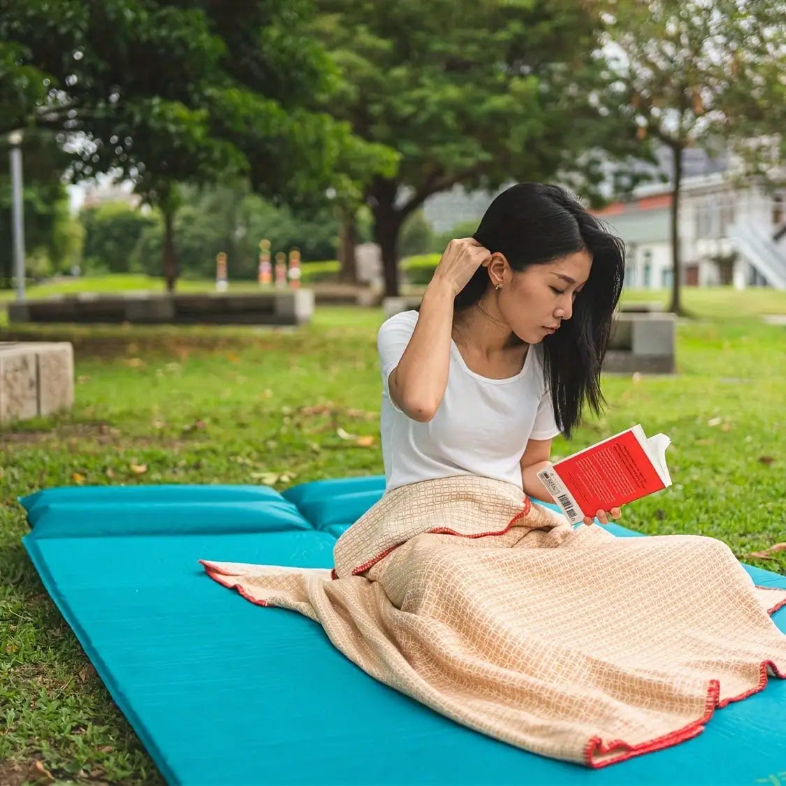 Double Sleeping Pad, 2in Memory Foam Camping Mattress 2 Person With Pillow, 5R Insulated Self Inflating Camping Pad, Air Mattress Inflatable Sleeping Mat For Backpacking,