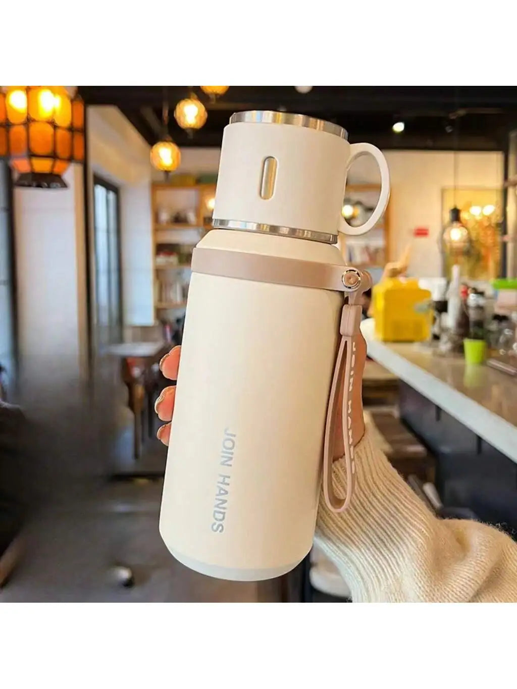 Vacuum Insulated Stainless Steel Thermal Water Bottle With Carry Strap