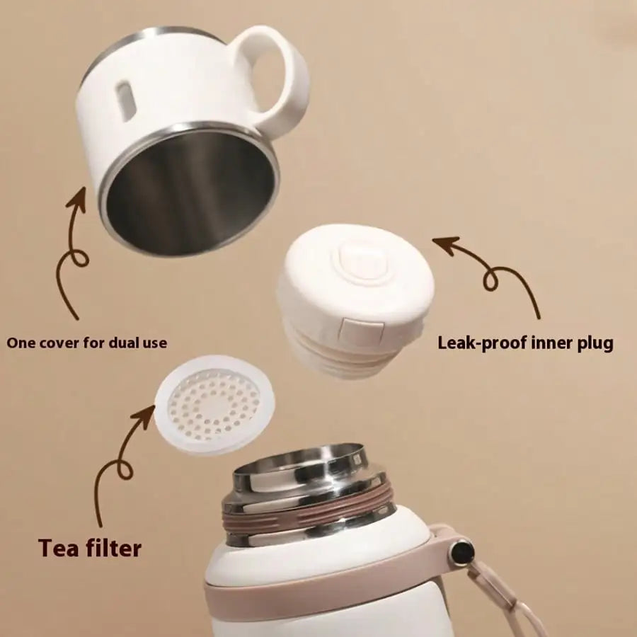 Vacuum Insulated Stainless Steel Thermal Water Bottle With Carry Strap