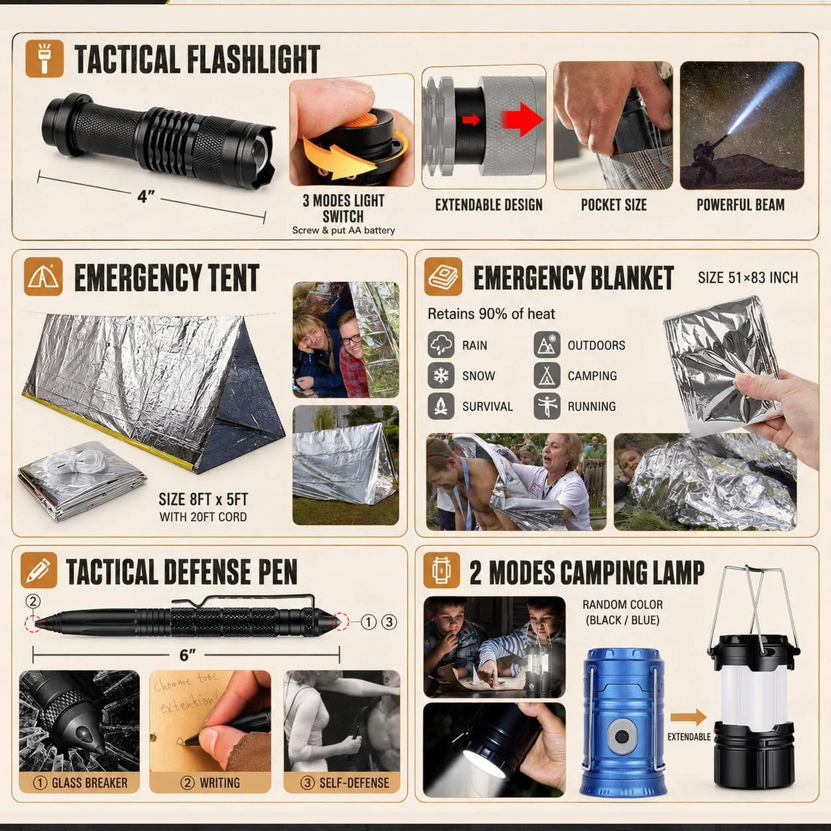 Complete Emergency Survival Kit For Family Travel And Camping