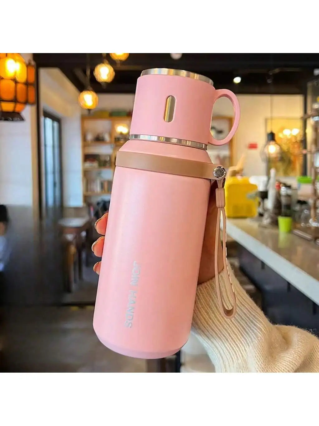Vacuum Insulated Stainless Steel Thermal Water Bottle With Carry Strap