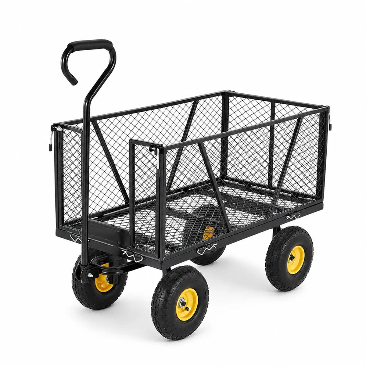 HiMISS Heavy Duty Steel Garden Cart With Removable Sides