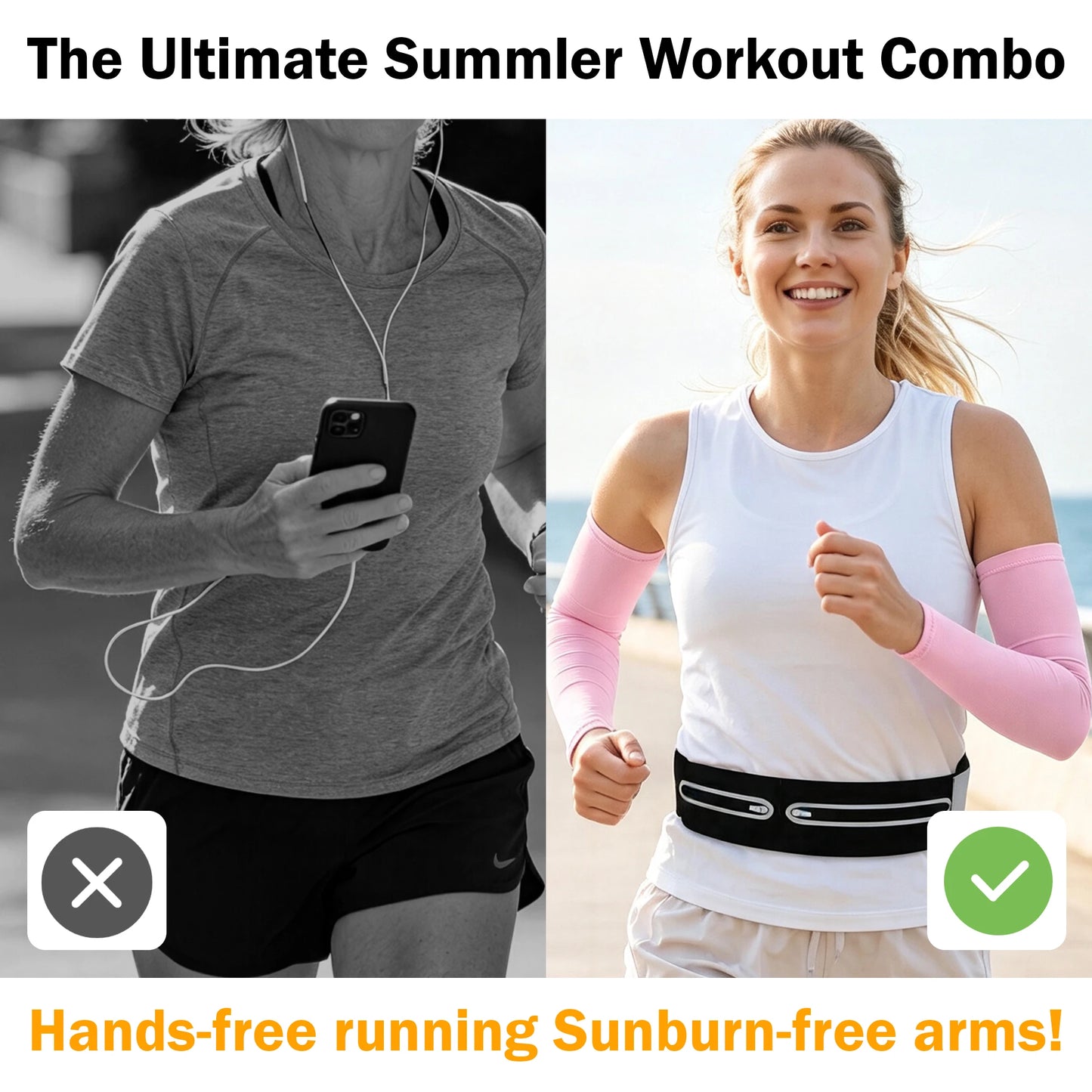 Outdoor Sports Waist Bag And Upf 50 Breathable Arm Sleeves