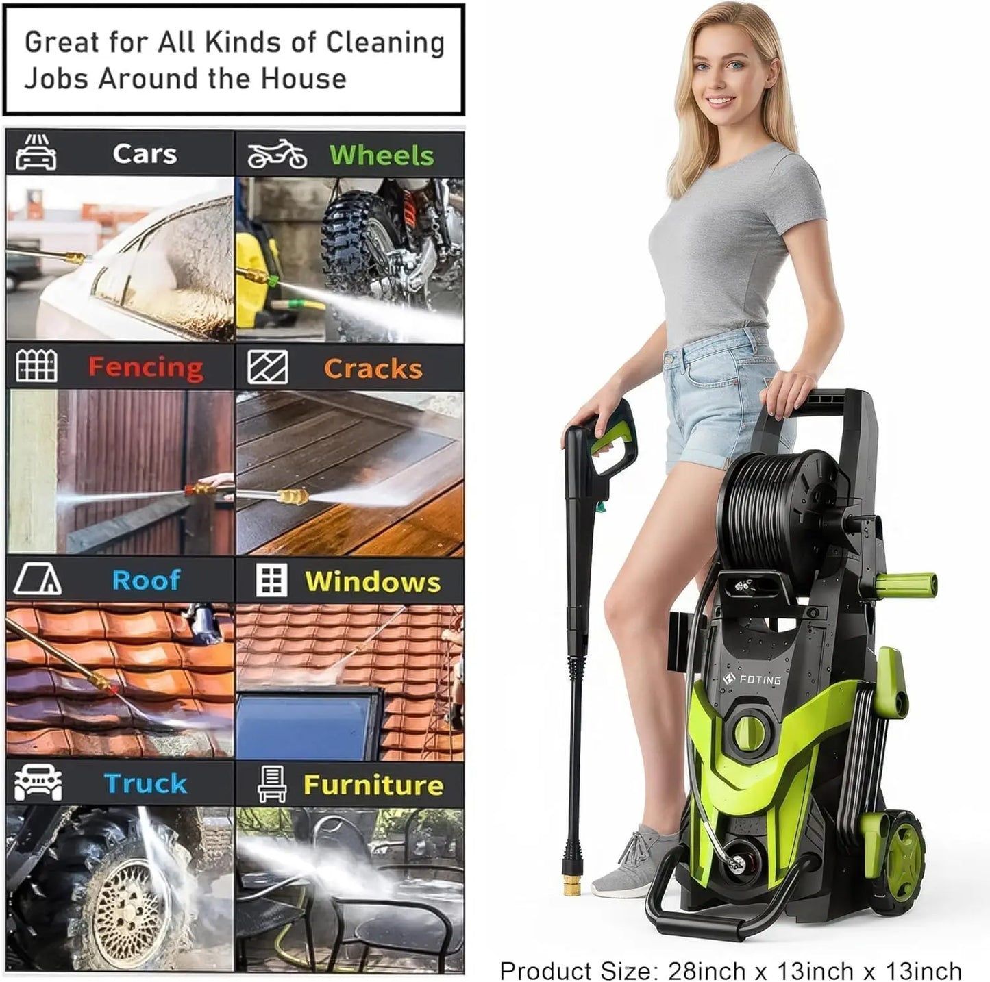 Foting Electric Pressure Washer 4800 PSI For Home Driveway Cleaning