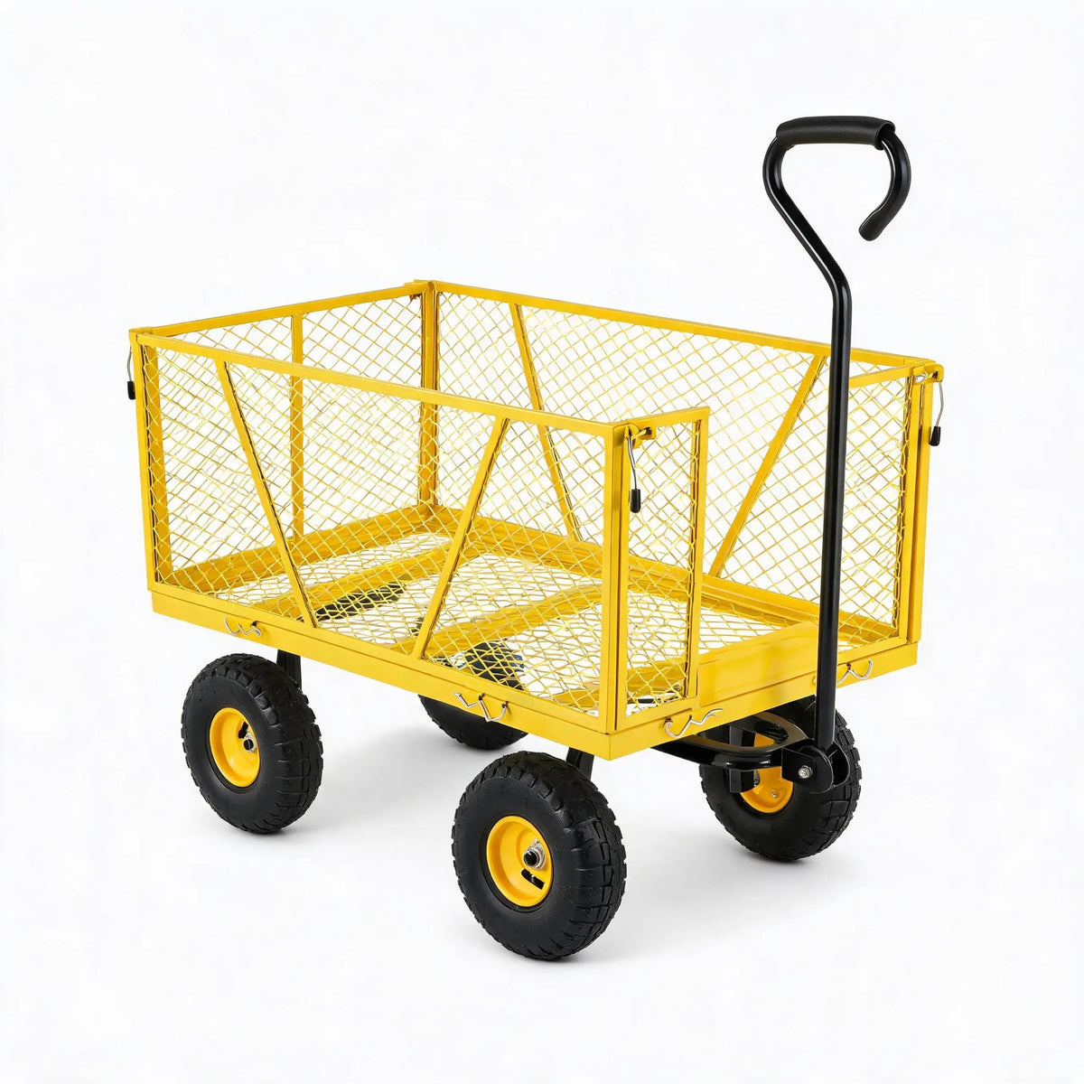 HiMISS Heavy Duty Steel Garden Cart With Removable Sides