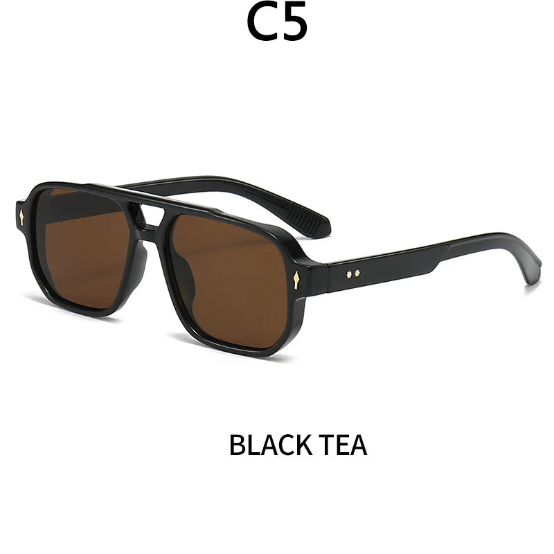 Boysen Square Sunglasses Unisex Double Bridge Rivets And UV400